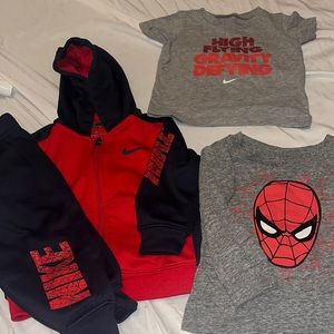 Nike Bundle with Spider-Man shirt 4 total pieces